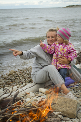 Mother talking with boy